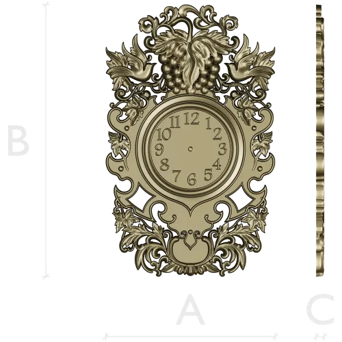 Ornate Baroque Clock Frame 3D Model in STL for CNC