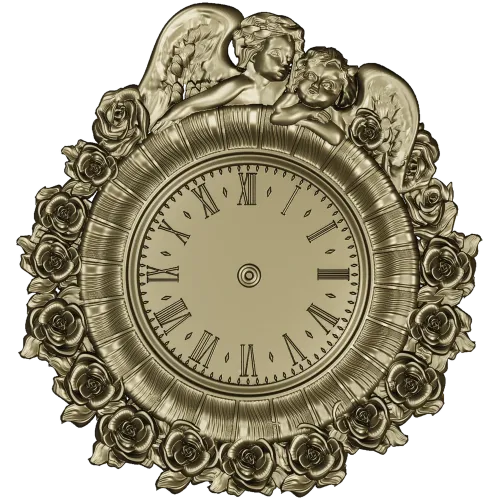 Decorative Angel Clock 3D Model STL for CNC Milling