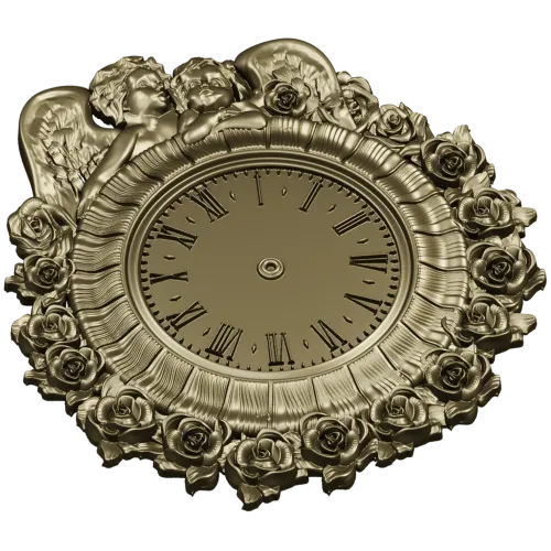 Decorative Angel Clock 3D Model STL for CNC Milling