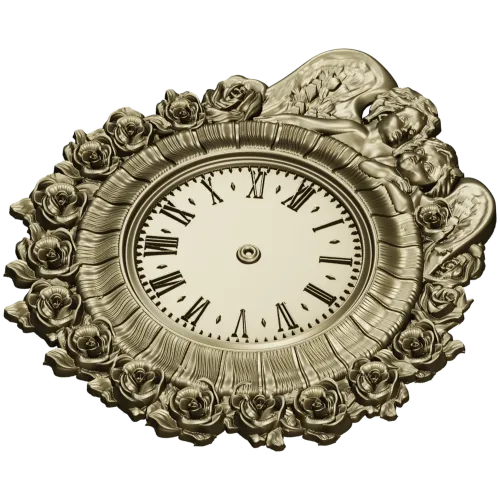 Decorative Angel Clock 3D Model STL for CNC Milling