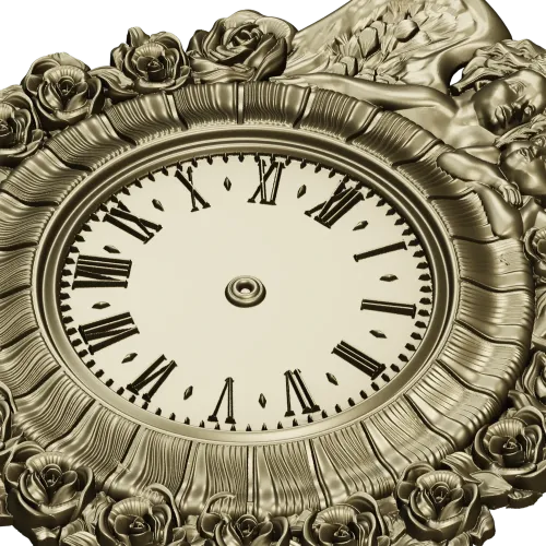 Decorative Angel Clock 3D Model STL for CNC Milling