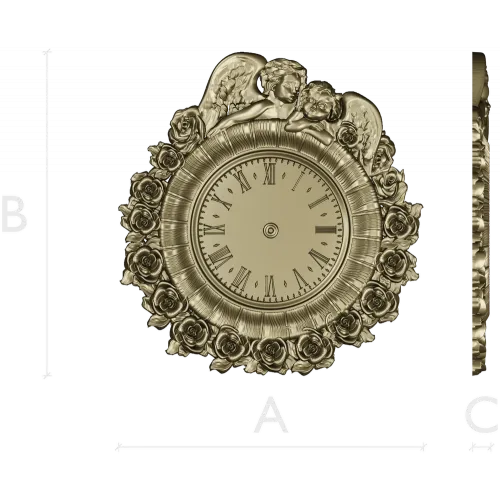 Decorative Angel Clock 3D Model STL for CNC Milling