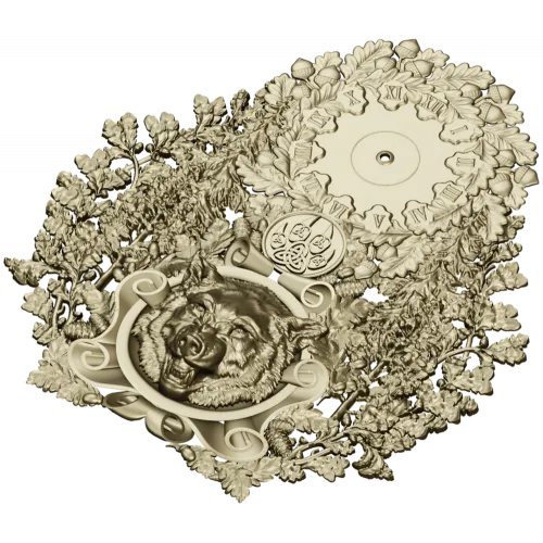 Timber Wolf Clock 3D STL Model for CNC Milling