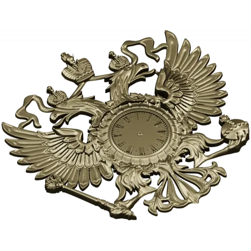 Dual-Headed Eagle Clock Emblem STL 3D Model for CNC Milling