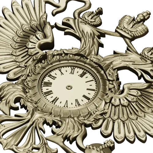 Dual-Headed Eagle Clock Emblem STL 3D Model for CNC Milling
