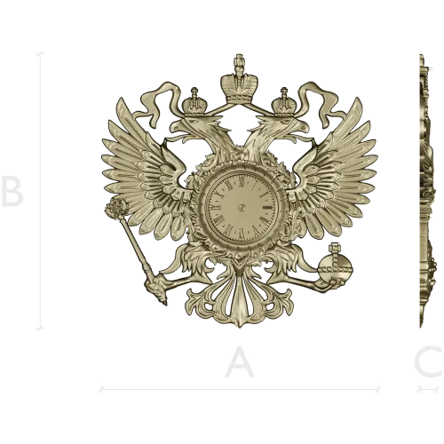 Dual-Headed Eagle Clock Emblem STL 3D Model for CNC Milling