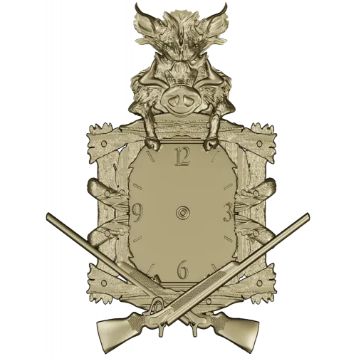 Boar's Vigil Decorative Hunting Clock STL Model for CNC