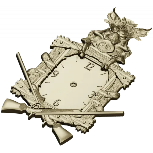 Boar's Vigil Decorative Hunting Clock STL Model for CNC