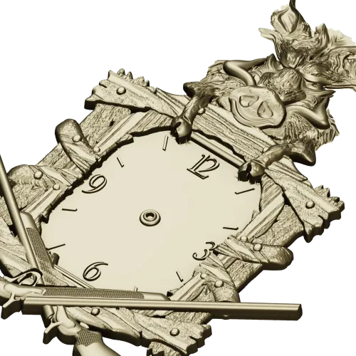 Boar's Vigil Decorative Hunting Clock STL Model for CNC