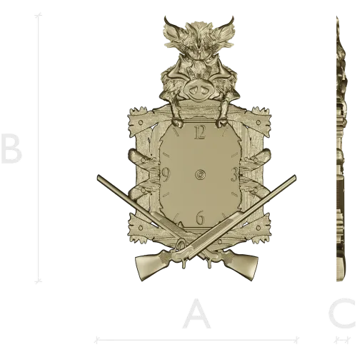 Boar's Vigil Decorative Hunting Clock STL Model for CNC