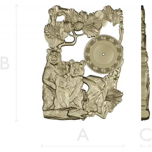 Часы с медвежьей семьёй - 3D модель STL для ЧПУ