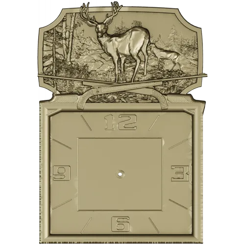 Deer Forest Wall Clock 3D Model for CNC