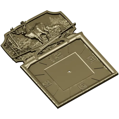 Deer Forest Wall Clock 3D Model for CNC