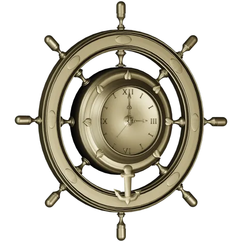Ship Wheel Clock 3D Model for CNC Milling