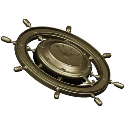 Ship Wheel Clock 3D Model for CNC Milling