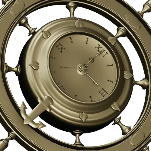 Ship Wheel Clock 3D Model for CNC Milling
