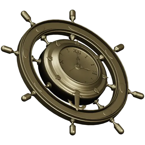 Ship Wheel Clock 3D Model for CNC Milling