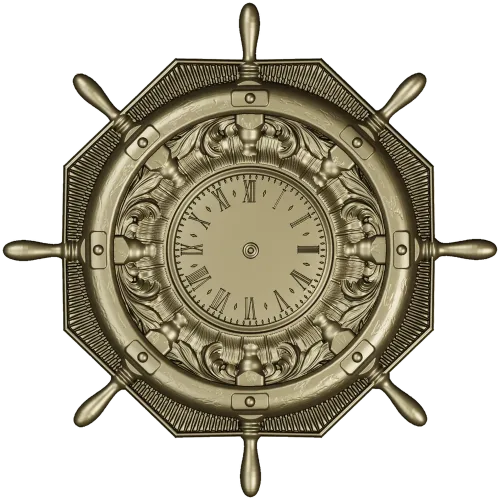 STL 3D model of Nautical Ship Wheel Clock for CNC Milling