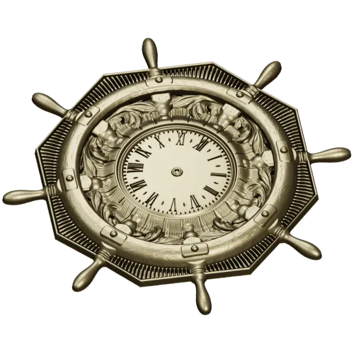 STL 3D model of Nautical Ship Wheel Clock for CNC Milling