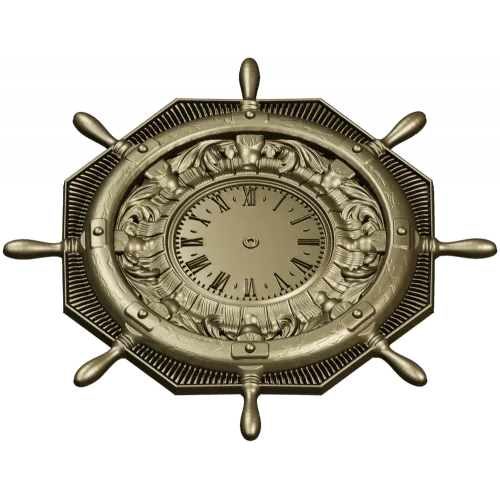 STL 3D model of Nautical Ship Wheel Clock for CNC Milling