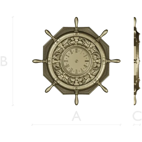 STL 3D model of Nautical Ship Wheel Clock for CNC Milling