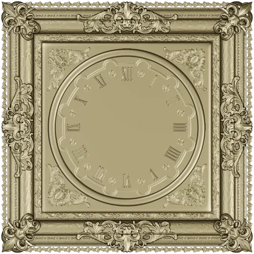 Ornate Square Clock Panel 3D Model STL for CNC Milling