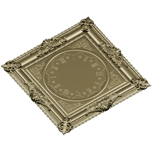 Ornate Square Clock Panel 3D Model STL for CNC Milling