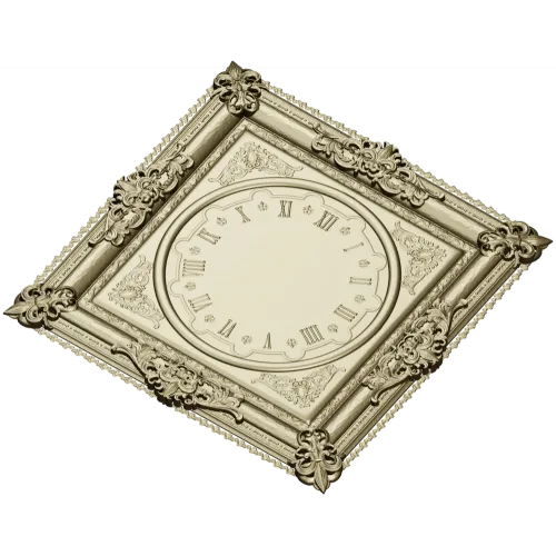 Ornate Square Clock Panel 3D Model STL for CNC Milling
