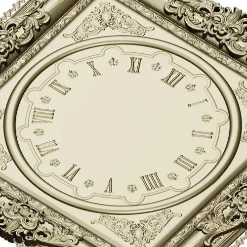Ornate Square Clock Panel 3D Model STL for CNC Milling