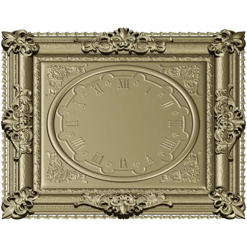 Ornate Square Clock Panel 3D Model STL for CNC Milling