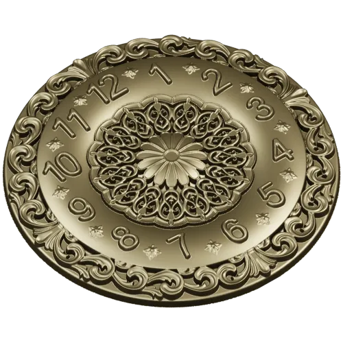 Ornate Circular Clock Face STL Model for CNC Milling