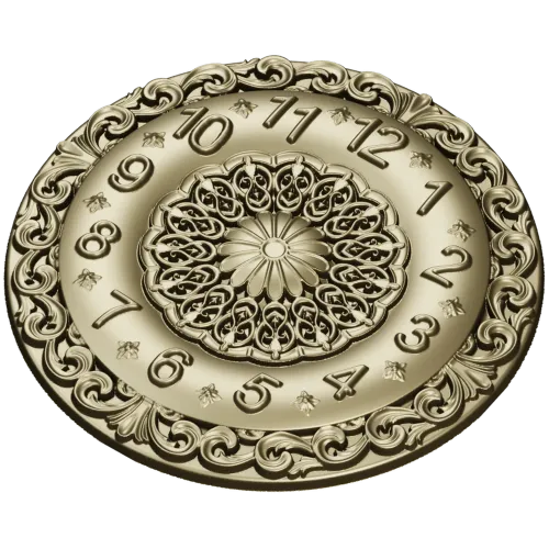 Ornate Circular Clock Face STL Model for CNC Milling