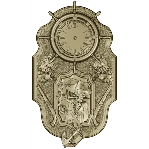 Pirate Nautical Wall Clock 3D Model in STL for CNC