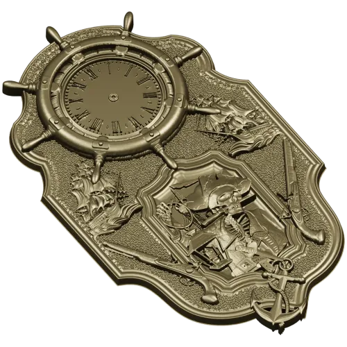 Pirate Nautical Wall Clock 3D Model in STL for CNC