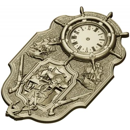Pirate Nautical Wall Clock 3D Model in STL for CNC