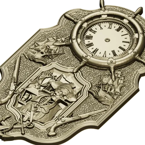 Pirate Nautical Wall Clock 3D Model in STL for CNC