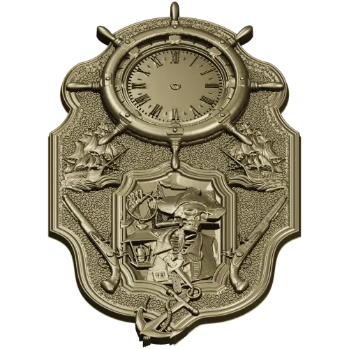 Pirate Nautical Wall Clock 3D Model in STL for CNC