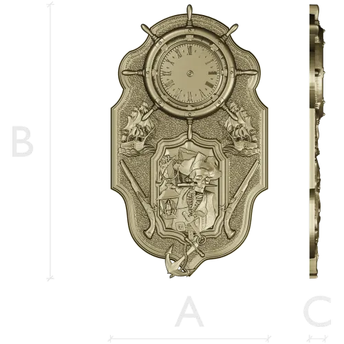 Pirate Nautical Wall Clock 3D Model in STL for CNC