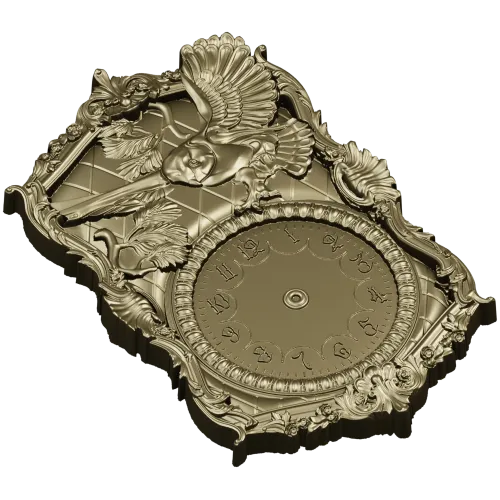 Ornate Owl Clock Frame 3D STL Model for CNC Milling