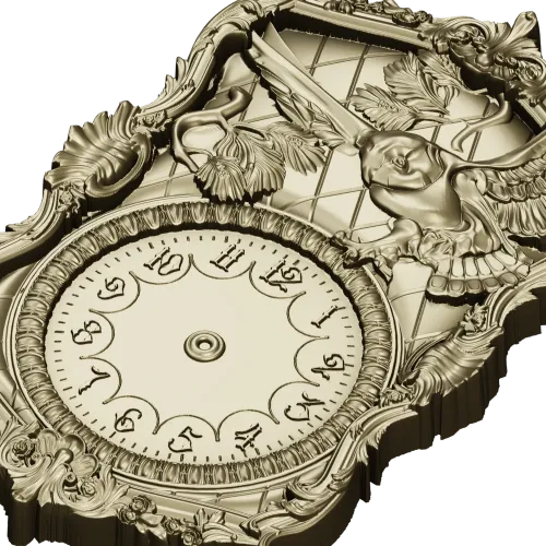 Ornate Owl Clock Frame 3D STL Model for CNC Milling