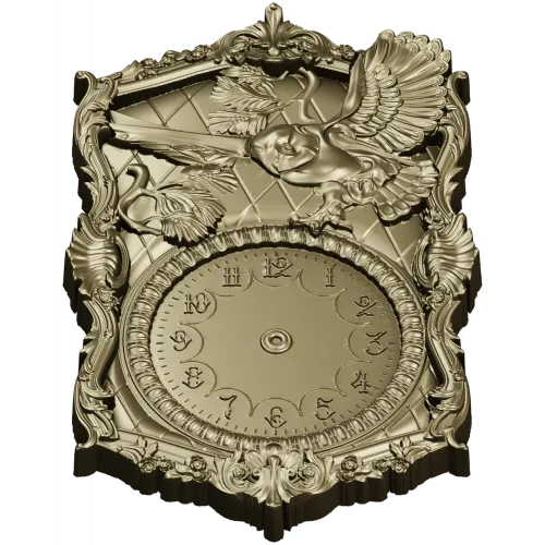 Ornate Owl Clock Frame 3D STL Model for CNC Milling