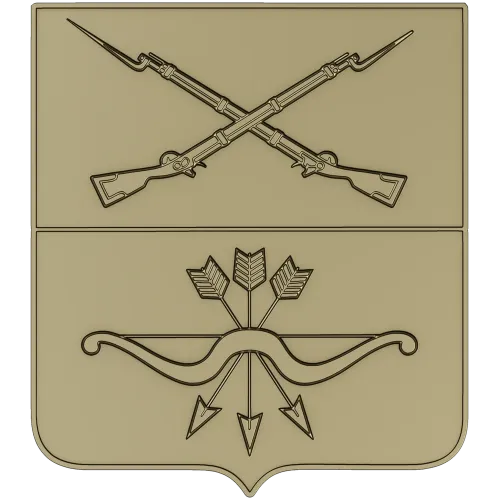 Heraldic Shield with Crossed Muskets and Bow - STL 3D Model for CNC