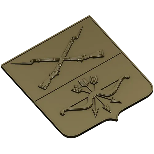 Heraldic Shield with Crossed Muskets and Bow - STL 3D Model for CNC