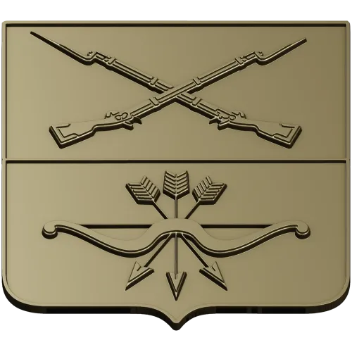 Heraldic Shield with Crossed Muskets and Bow - STL 3D Model for CNC