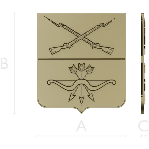 Heraldic Shield with Crossed Muskets and Bow - STL 3D Model for CNC