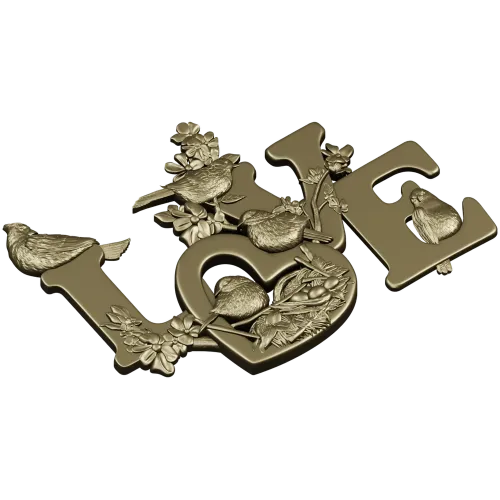 LOVE - 3D модель в формате STL с птицами и гнездом для ЧПУ