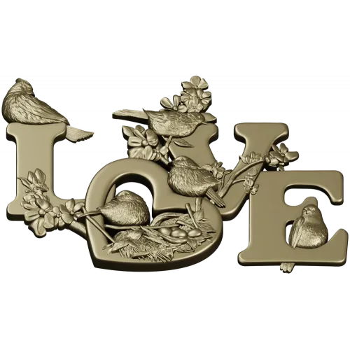 LOVE - 3D модель в формате STL с птицами и гнездом для ЧПУ