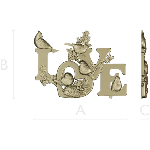 LOVE - 3D модель в формате STL с птицами и гнездом для ЧПУ