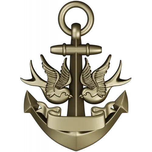 Anchor with Swallows - STL 3D model for CNC