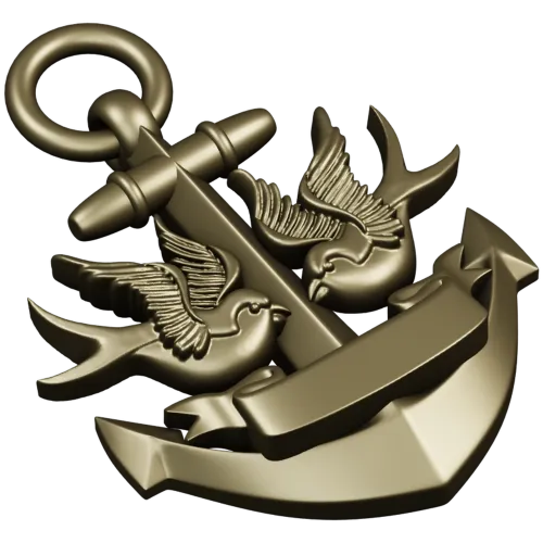 Anchor with Swallows - STL 3D model for CNC